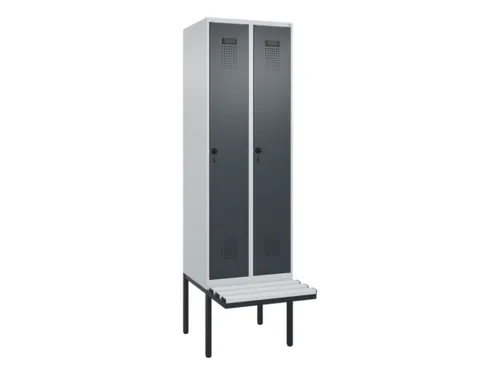 locker met bank,HxBxD 2120x600x815mm,2vak,vak B 300mm,draaigrendel