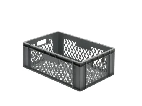 Euronorm-stapelbak 40l 210x600x400mm Wanden/bodem Opengewerkt Grijs