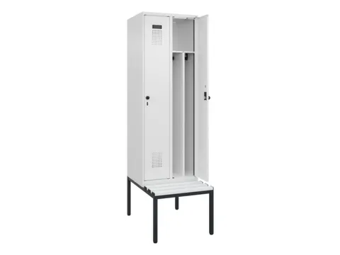 locker met bank,voor scheiding van kleding,HxBxD 2120x600x815mm,2vak