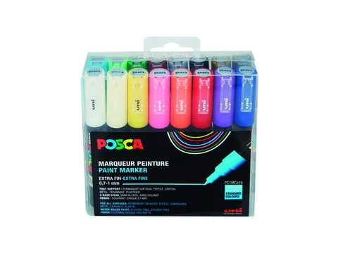 Verfstift Posca PC1MC Extra Fijne punt 0,7-1,0mm 16st assorti