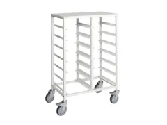 etagewagen,draagverm. 150kg,14etage(s),Dienbladschap,wit,PU-banden