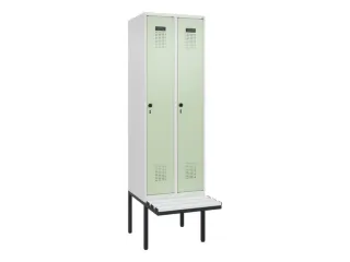 locker met bank,HxBxD 2120x600x815mm,2vak,vak B 300mm,draaigrendel - 2