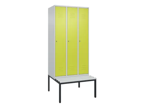 locker met bank,HxBxD 2120x900x815mm,3vak,vak B 300mm,cil.-slot