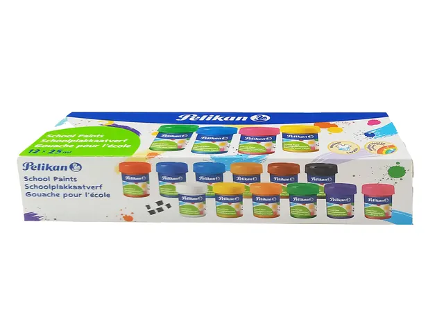 Plakkaatverf Pelikan 20ml assorti doos à 12 potjes