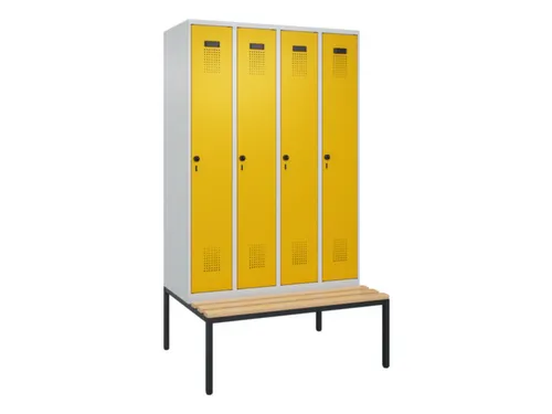 locker met bank,HxBxD 2120x1200x815mm,4vak,vak B 300mm,draaigrendel