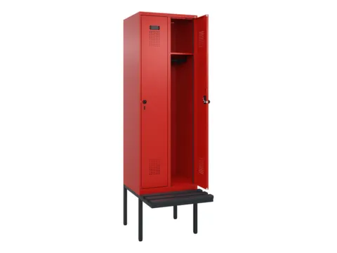 locker met bank,HxBxD 2120x600x815mm,2vak,vak B 300mm,draaigrendel