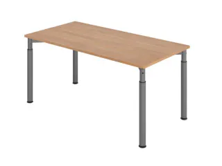 bureau,HxBxD 680-820x1600x800mm,blad notenboom,4voeten grafiet - 1