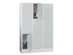 lockerkast,HxBxD 1850x1200x500mm,3x3vakken,RAL7035,front RAL5012