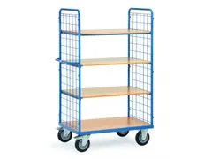 Etagewagens 8412 4 Etages Hout 600kg 1000x700mm Draadgaas Ral5007