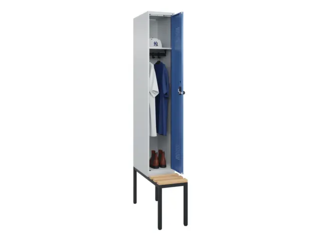 locker met bank,HxBxD 2120x300x815mm,1vak,vak B 300mm,draaigrendel