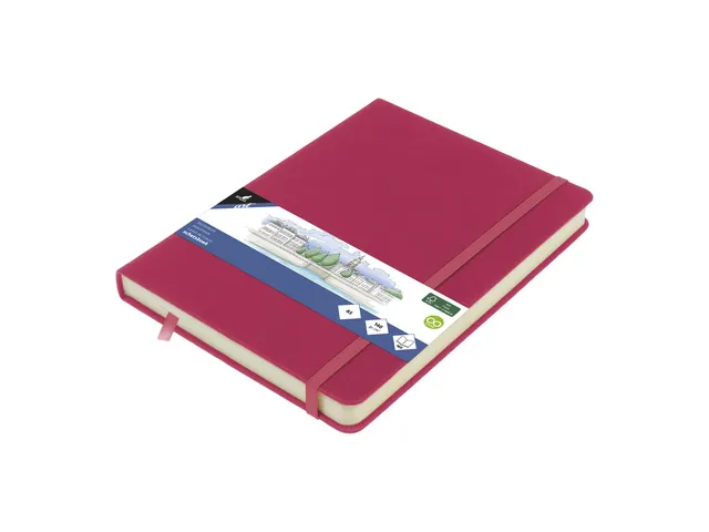 Schetsboek Kangaro A5 ruby PU HC 80 vel 140gr roomwit met elastiek en