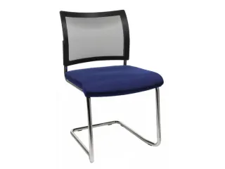Bezoekersstoel Zitting Blauw Stof Rug Netbekleding Zwart Sledeframe - 2