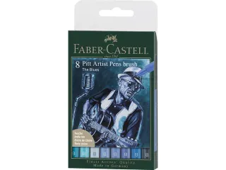Tekenstift Faber-Castell Pitt Artist Pen Brush etui 8 stuks Blues - 1