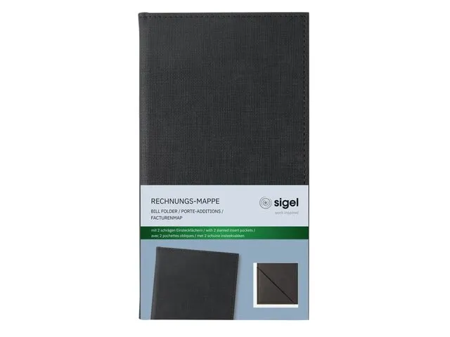 Chemise de compte Sigel noire 130x230x10mm avec 2 poches angulaires