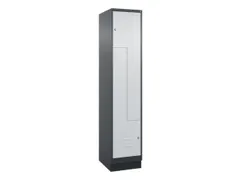 Z-garderobekast,HxBxD 1950x400x500mm,vak B 200/400mm,cil.-slot,sokkel