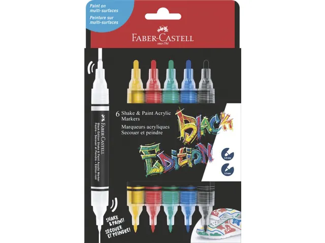 Acrylmarker Faber-Castell Black Edition Shake & Paint 6st. standaard k
