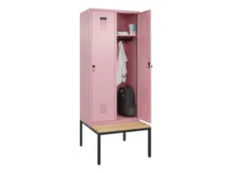 locker met bank,HxBxD 2120x800x815mm,2vak,vak B 400mm,draaigrendel