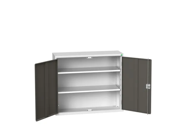 wandkast 900x1050x350mm 2xStalen bodem sokkel Ral 7035 front Ral 7016