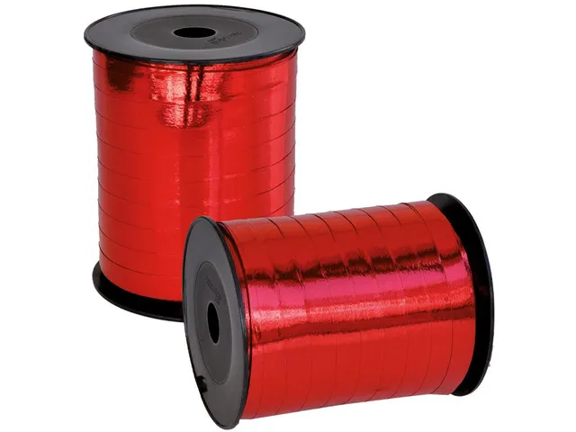 Inpaklint metallic 10 mm x 250 m rood
