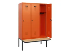 locker met bank,HxBxD 1950x1200x815mm,3vak,vak B 400mm,draaigrendel