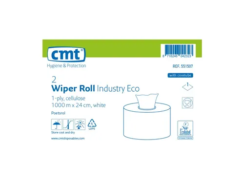 Poetsrol Industrie Eco Cel 1-laags 1.000m Wit 2 Rol