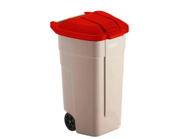 Mobiele container 100 Liter Beige Rood