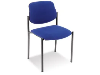 Bezoekersstoel,4Voeten Ronde Buis Zwart,Zitting Stof Blauw - 1