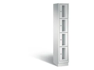Lockerkast 1800x320x500mm 1x4 vakken Cilinderslot, Sokkel, RAL7035 - 2