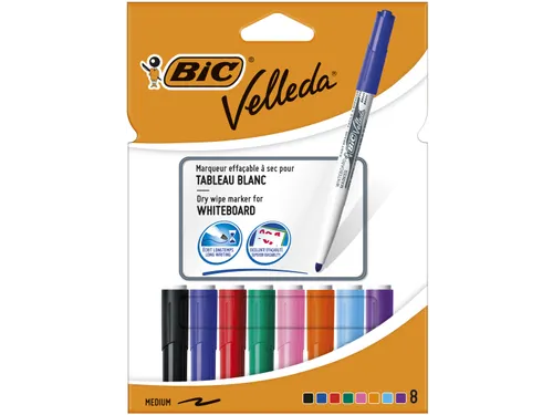 Whiteboardmarker Bic Velleda 1748 rond medium 1.4mm assorti 8 stuks