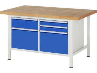 werkbank,HxBxD 840-1040x1500x900mm,beukblad,draagverm. 1250kg,4voeten - 1
