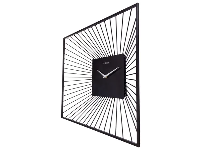 Wandklok Nextime 45x45x15 zwart metaal Vasco Square