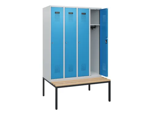 locker met bank,HxBxD 1950x1200x815mm,4vak,vak B 300mm,cilinderslot