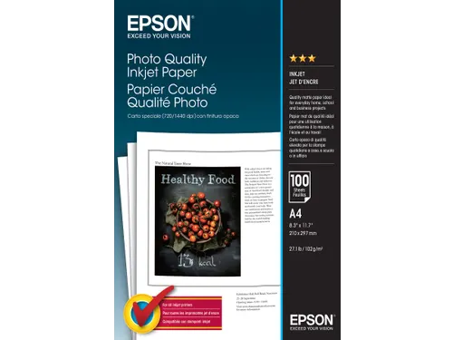 S041061 Epson Photo Quality Inkjet Papier A4 102 Gram 100 Vellen
