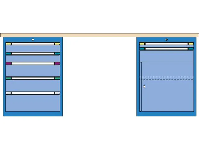 werkbank,HxBxD 840x2000x700mm,multiplexblad,RAL7035,front RAL7035