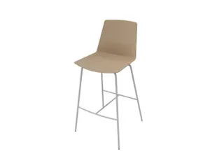 barkruk,zitting HxBxD 760x470x410mm,zitting beige,4voeten,frame staal - 1