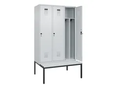 locker met bank,voor scheiding van kleding,HxBxD 2120x1200x815mm,3vak