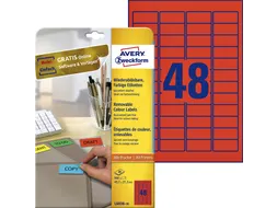 Gekleurde etiketten Avery Zweckform 45.7x21.2mm Rood 960 stuks