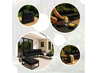 Loungeset aluminium Zwart/Antraciet 8-zits tuinset met bijzettafel - 4