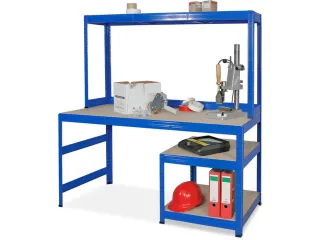 montagetafel,HxBxD 900x1500x600mm,blad hout,4voeten RAL5010 - 2