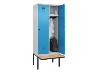 locker met bank,HxBxD 2120x800x815mm,2vak,vak B 400mm,draaigrendel - 1
