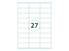 Etiketten Zelfklevend Wit 27 op A4 70x32mm 1000 Vel
