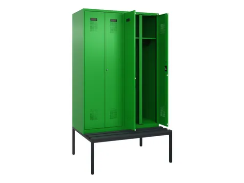 locker met bank,voor scheiding van kleding,HxBxD 2120x1200x815mm,4vak