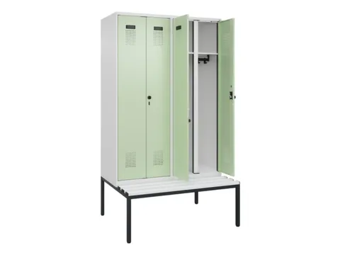 locker met bank,voor scheiding van kleding,HxBxD 2120x1200x815mm,4vak
