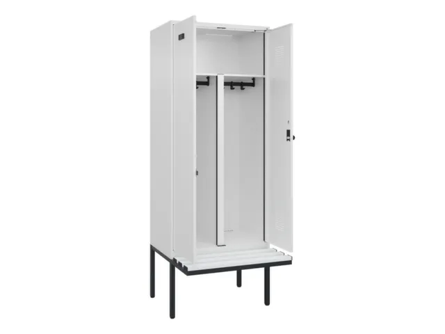 PBM-locker met bank,HxBxD 2120x800x815mm,2vak,vak B 400mm,draaigrendel