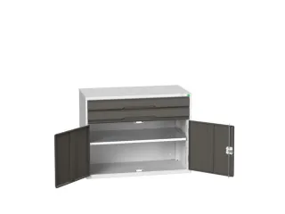ladekast HxBxD 800x1050x550mm 2laden 2deuren RAL7035 front RAL7016 - 1