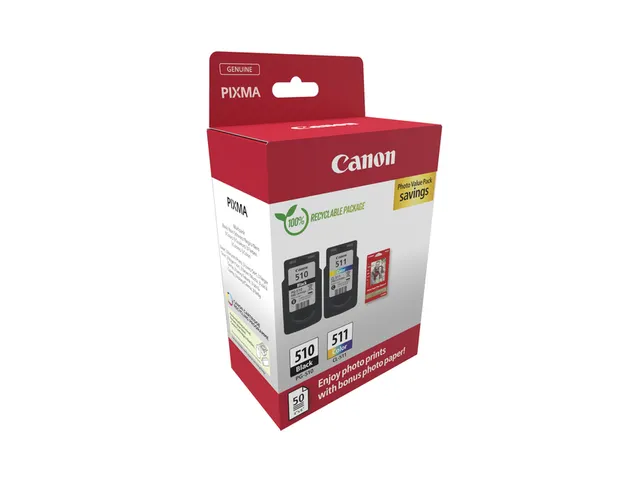 Inktcartridge Canon PG-510 CL-511 zw + kl + papier