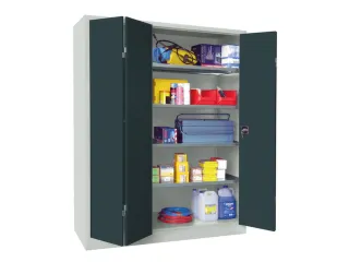 Vouwdeurkast 1950x1500x600mm 4legborden Verzinkt Ral7035 Front Ral7016 - 1