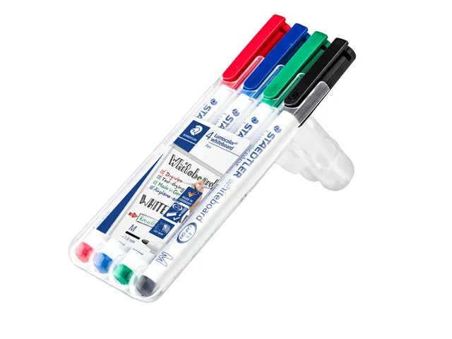 Viltstift Staedtler 301 whiteboard pen rond 1mm 4 stuks assorti