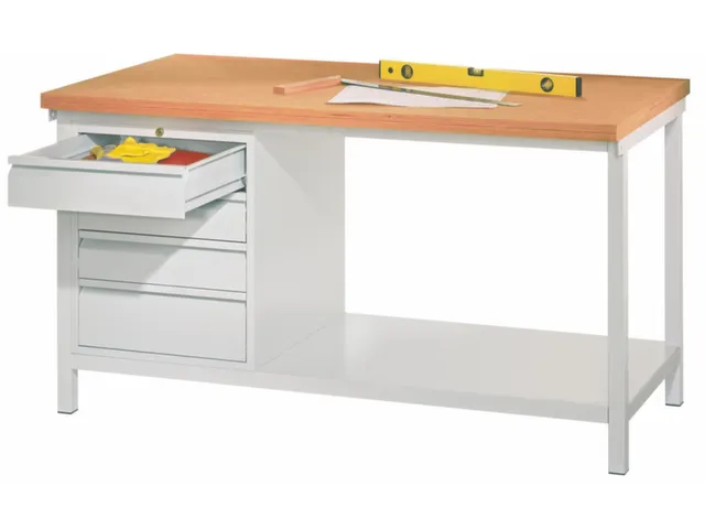 werkbank,HxBxD 900x1500x700mm,onderstel/romp RAL6011,front RAL9010