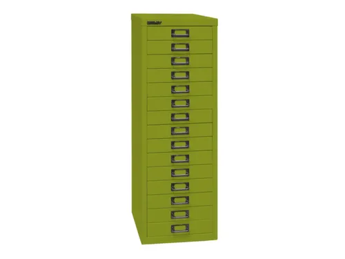 kantoor-ladekast HxBxD 860x279x380mm 15 laden romp + front groen staal
